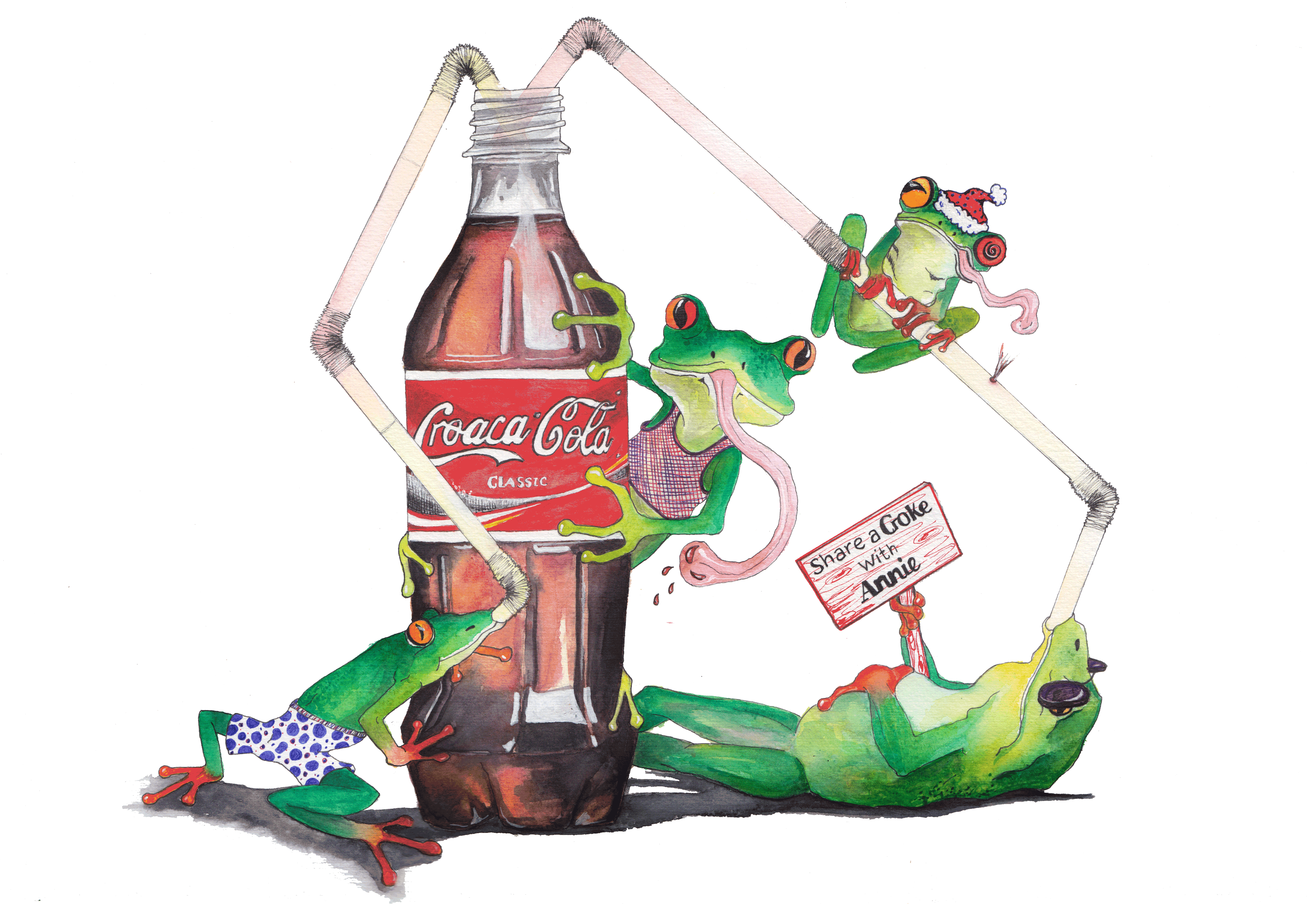 Frog Art, Frog Painting, Coca Cola