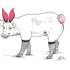 Pig, Ink Drawing, Pig Art, Pig Painting