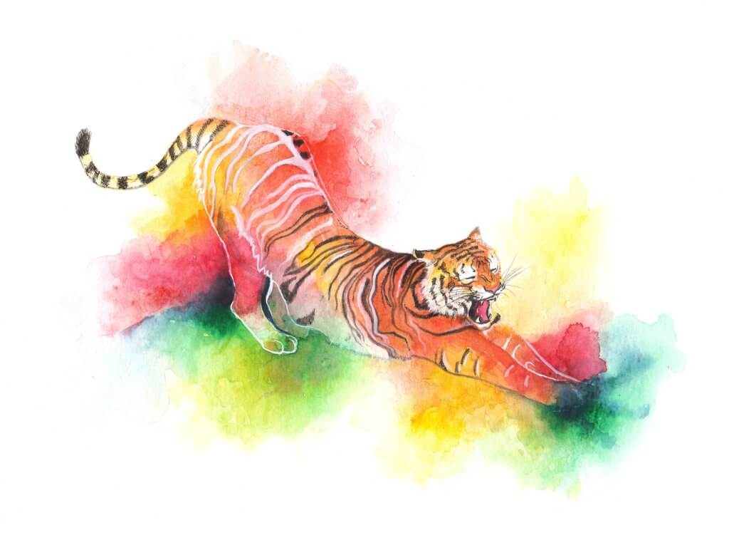 tiger art, watercolour painting, annie daltonsart