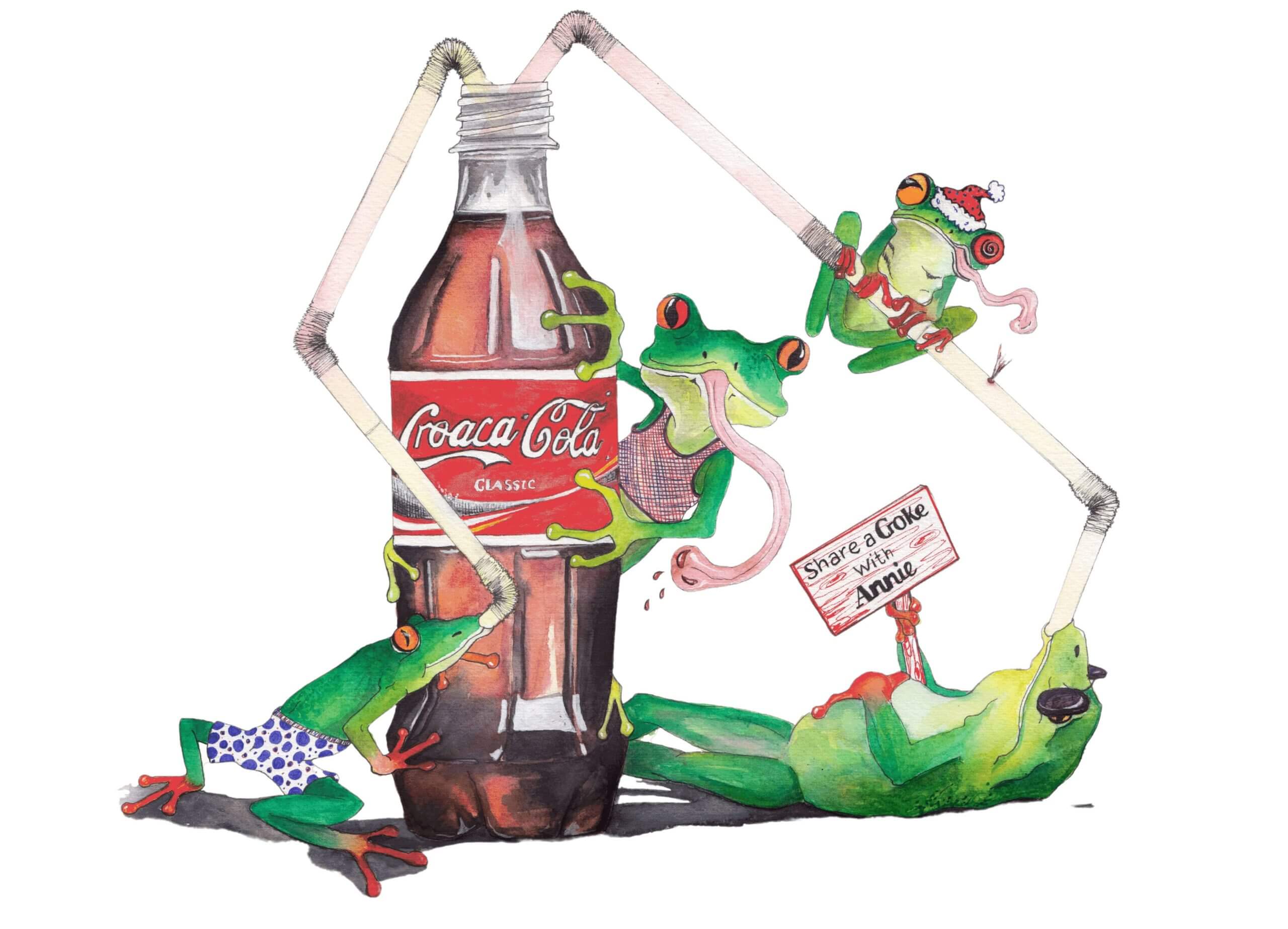 Frog Art, Frog Painting, Coca Cola