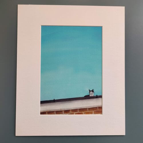 Cats in art, cats, cat on a roof, art print, watercolour cats