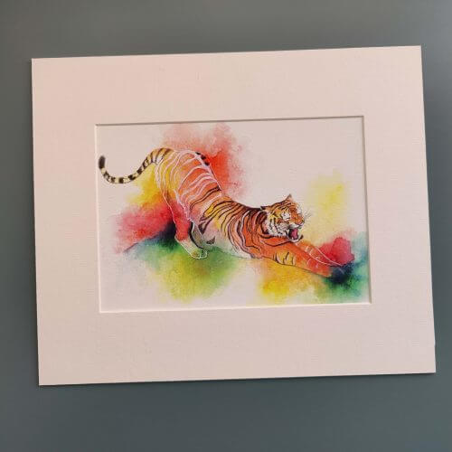 Art prints, tiger art, watercolour art,