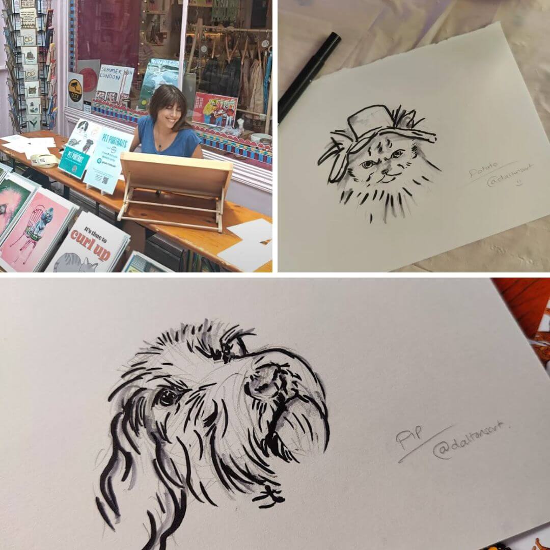 Annie Dalton drawing pet portraits